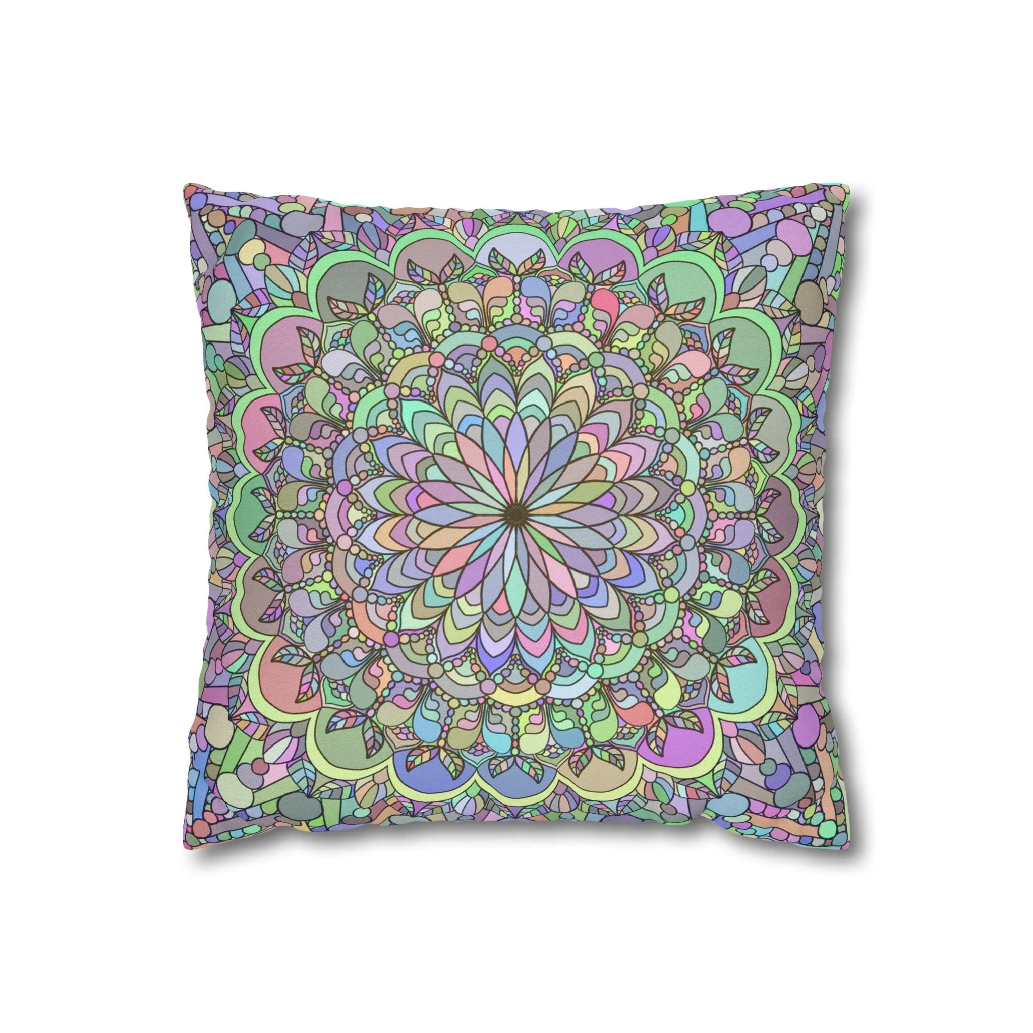 Handmade Mandala Art Square Pillowcase - Pastel Colors