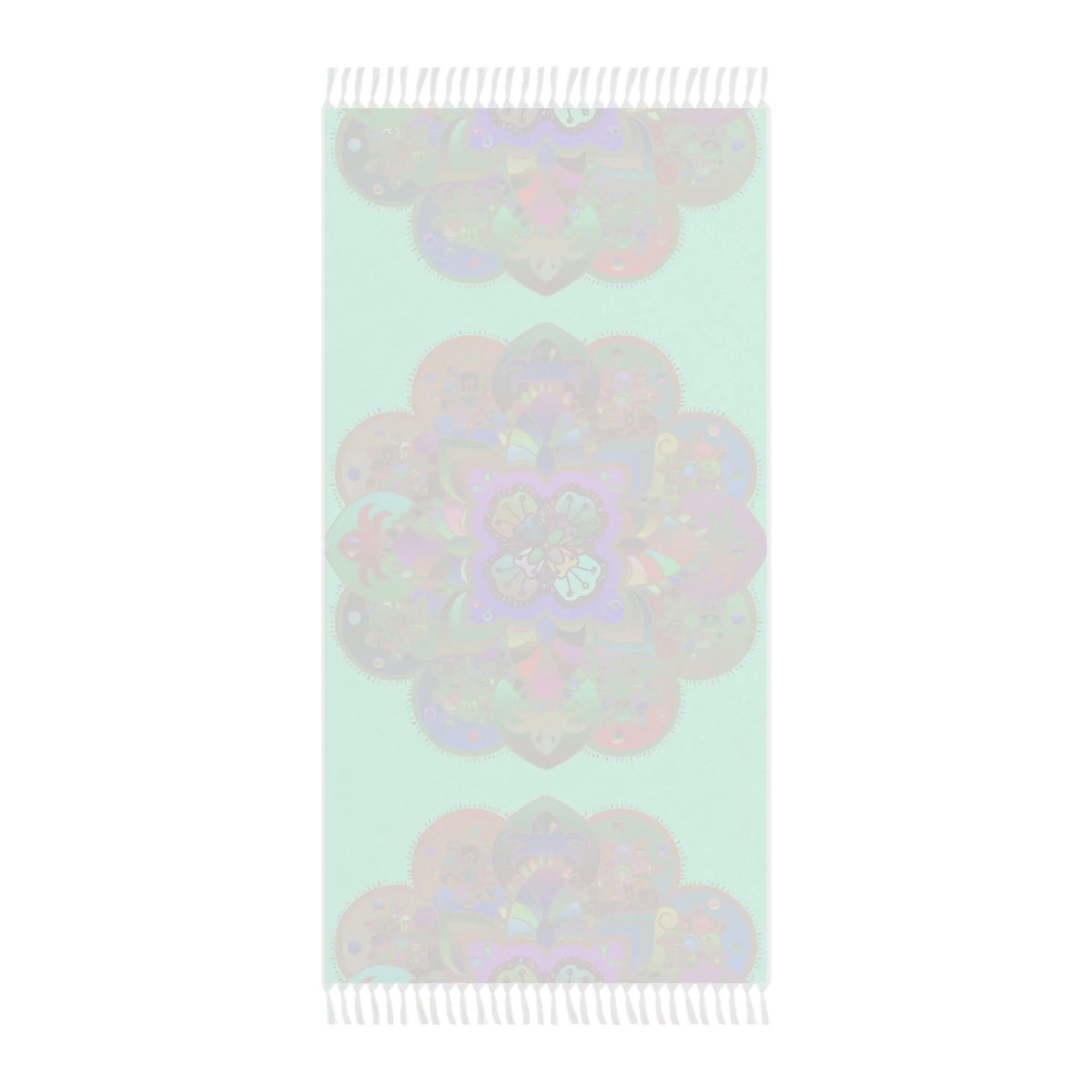 Handmade Mandala Beach Cloth - Original Aquamarine Art