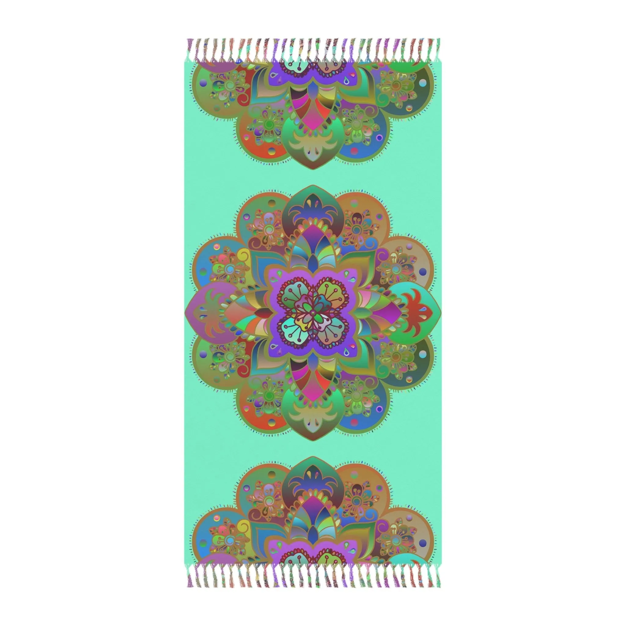 Handmade Mandala Beach Cloth - Original Aquamarine Art