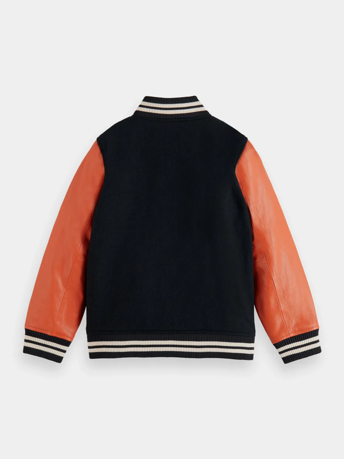 Kids - Wool college jacket with leather sleeves