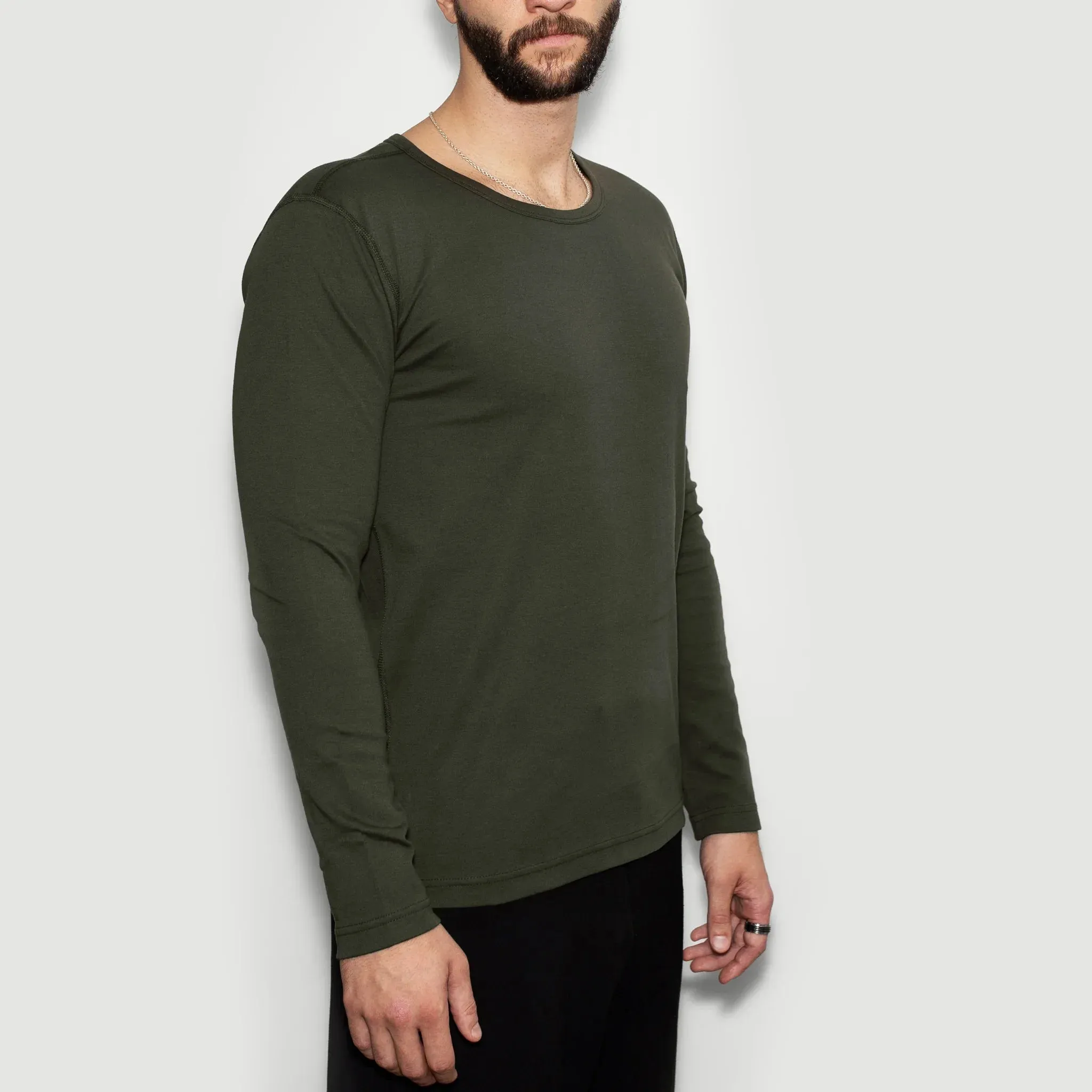 Men’s Recycled Cotton Crew Neck Long Sleeve, Moss