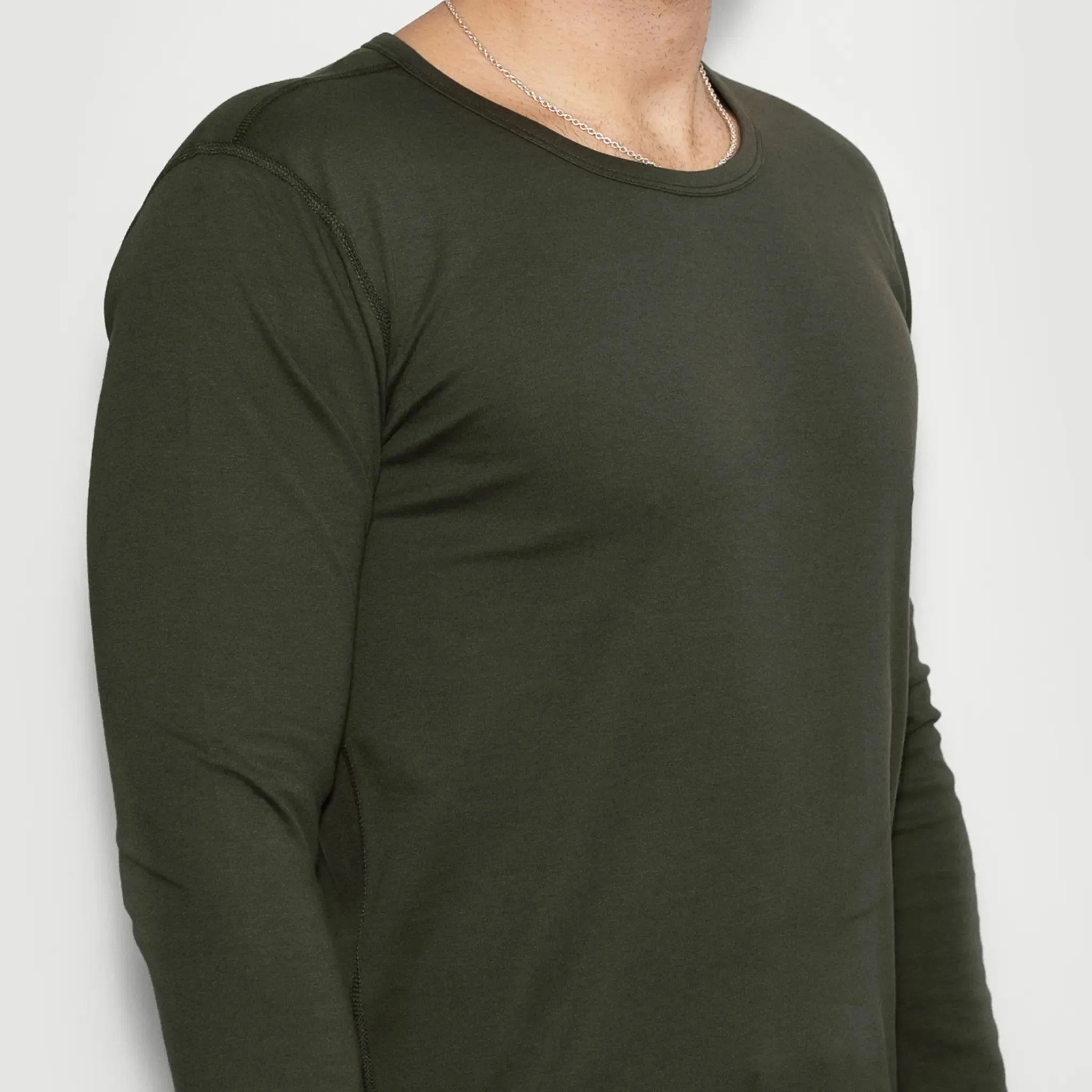 Men’s Recycled Cotton Crew Neck Long Sleeve, Moss