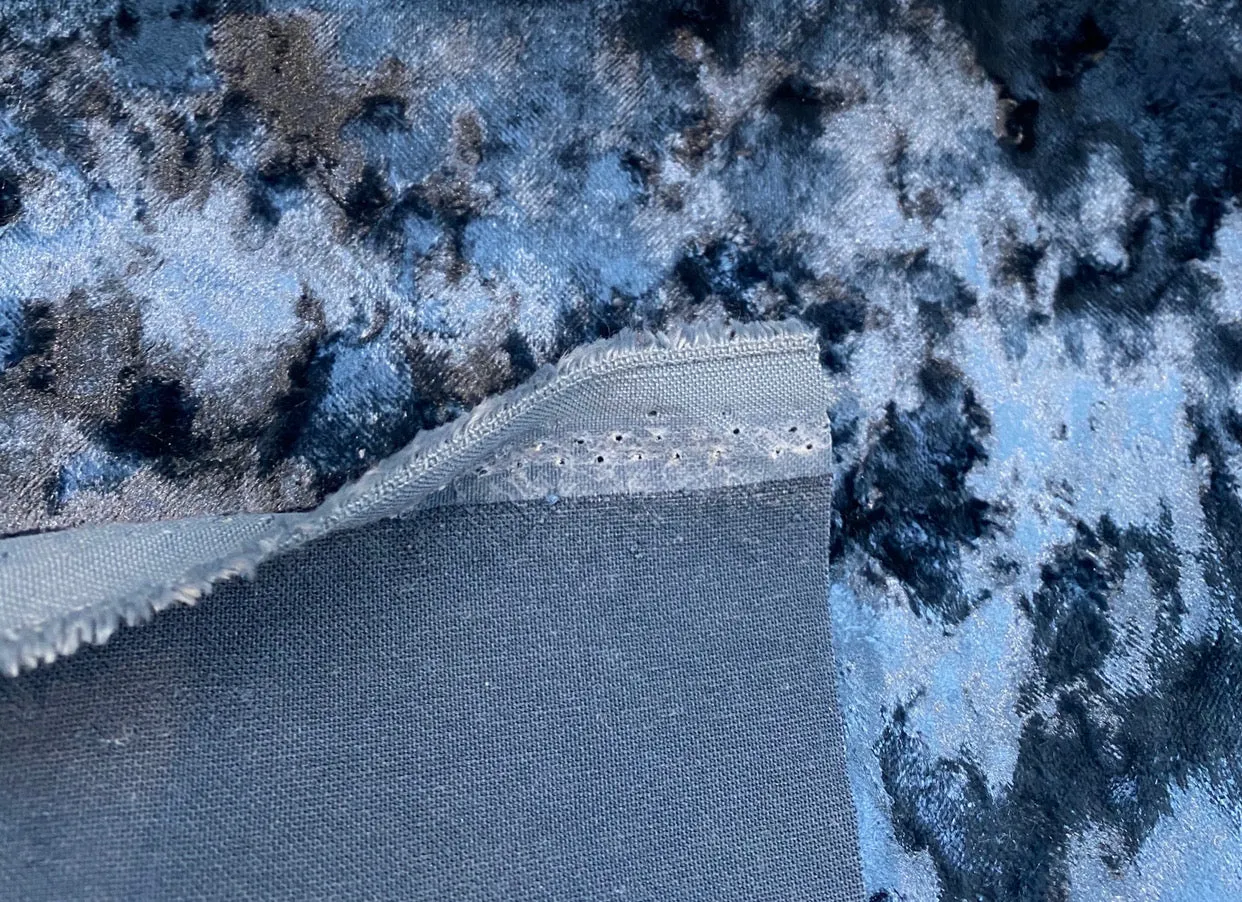 NEW Lord Knight Made in Belgium Crushed Upholstery Velvet Fabric - Navy Blue