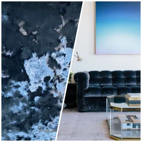 NEW Lord Knight Made in Belgium Crushed Upholstery Velvet Fabric - Navy Blue