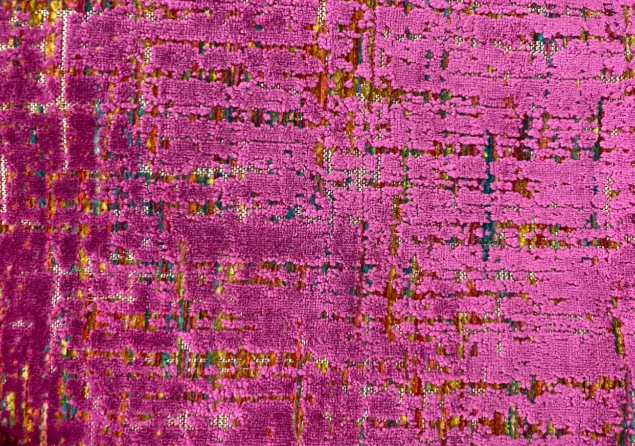 NEW Prince Archibald Novelty Upholstery Burnout Chenille Velvet Fabric in Fuchsia