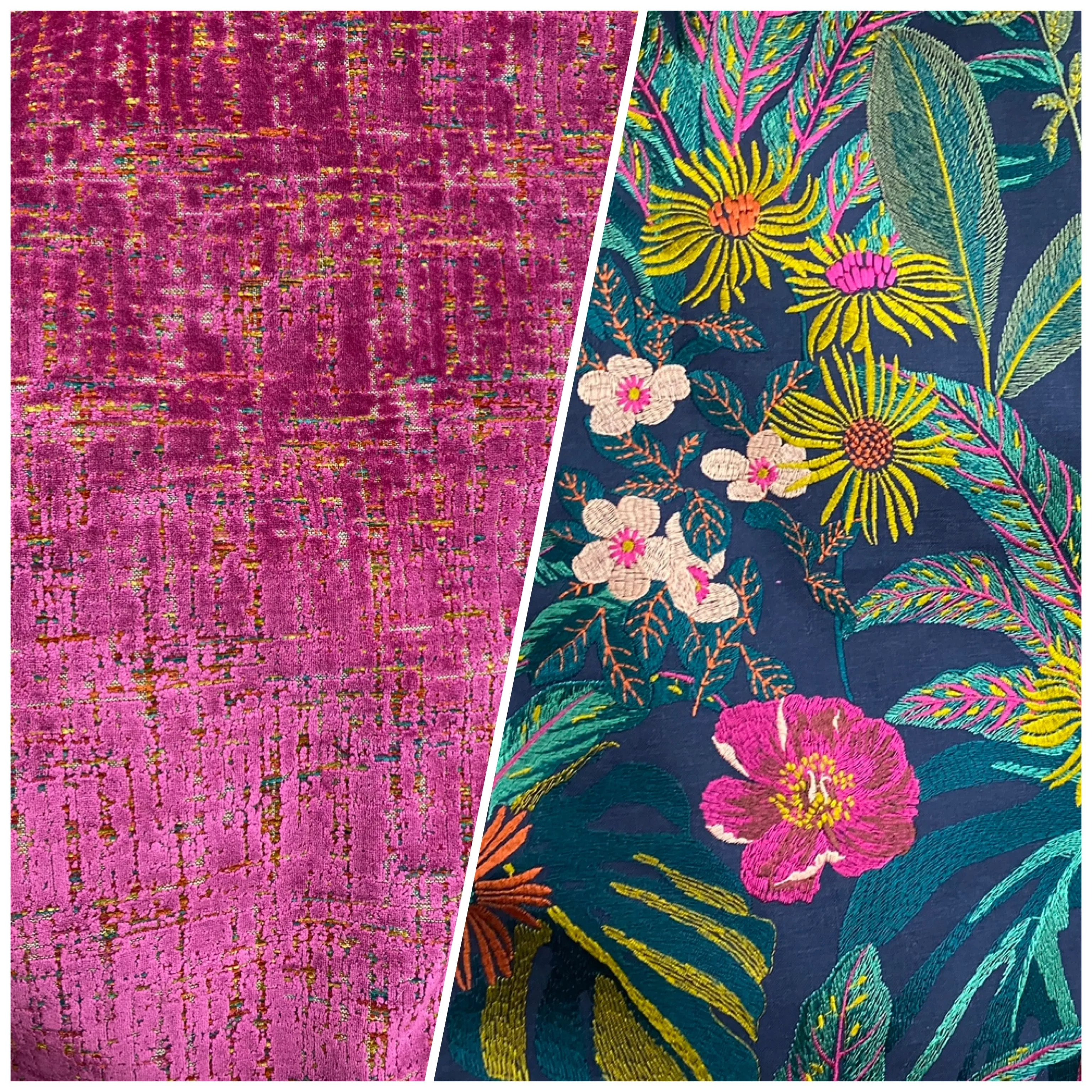 NEW Prince Archibald Novelty Upholstery Burnout Chenille Velvet Fabric in Fuchsia