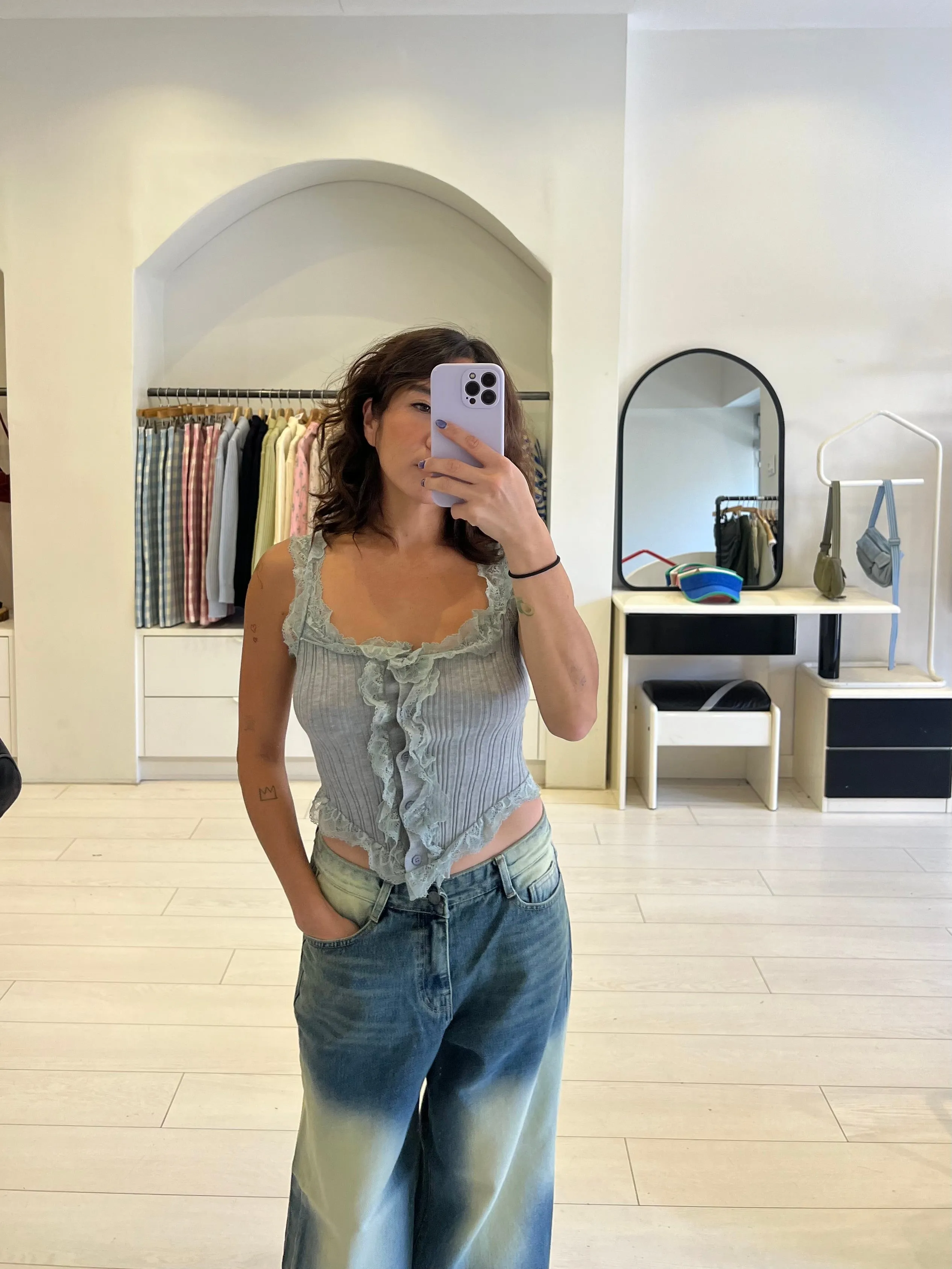 PEPPER Lace knit top
