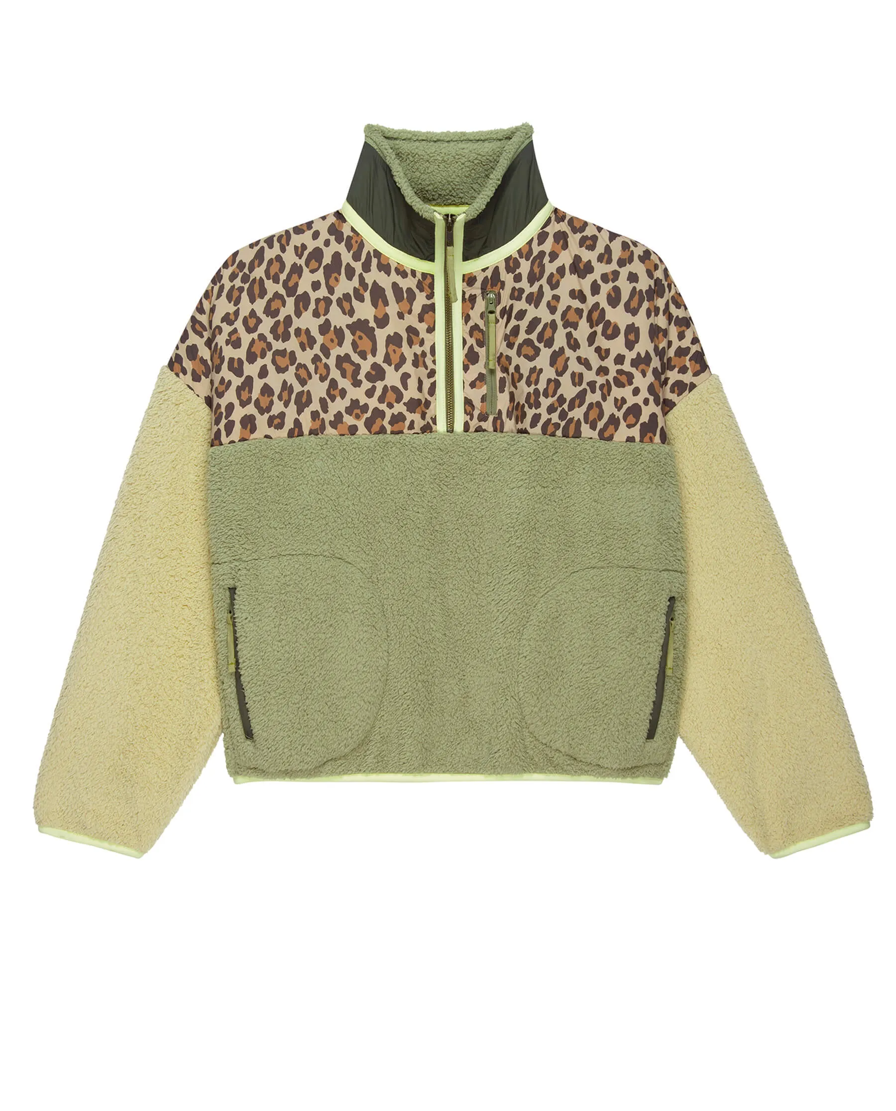 The Plush Colorblock Terrain Half Zip. -- Snow Leopard and Sage Brush
