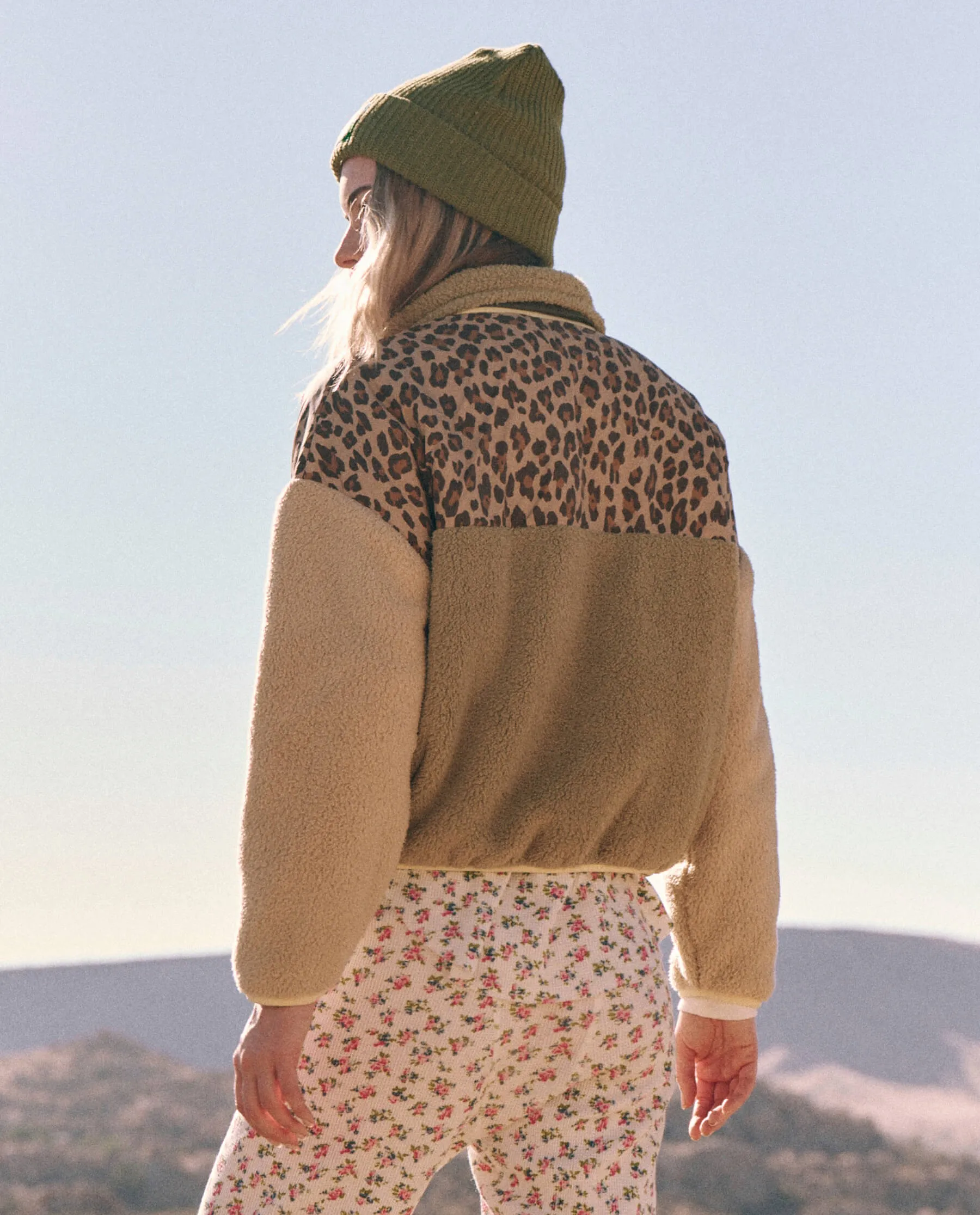 The Plush Colorblock Terrain Half Zip. -- Snow Leopard and Sage Brush