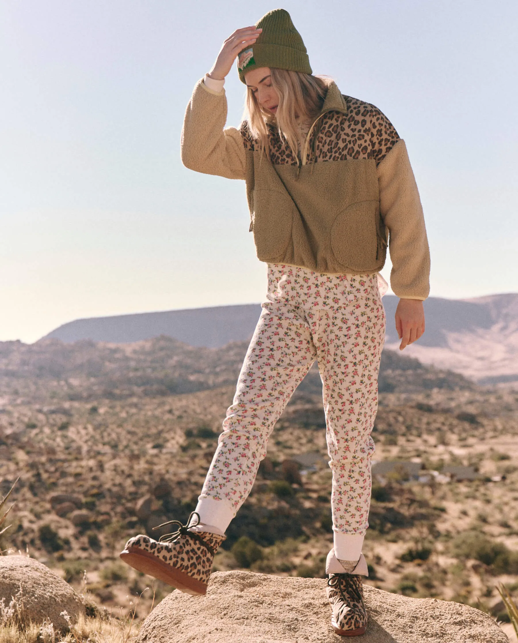 The Plush Colorblock Terrain Half Zip. -- Snow Leopard and Sage Brush