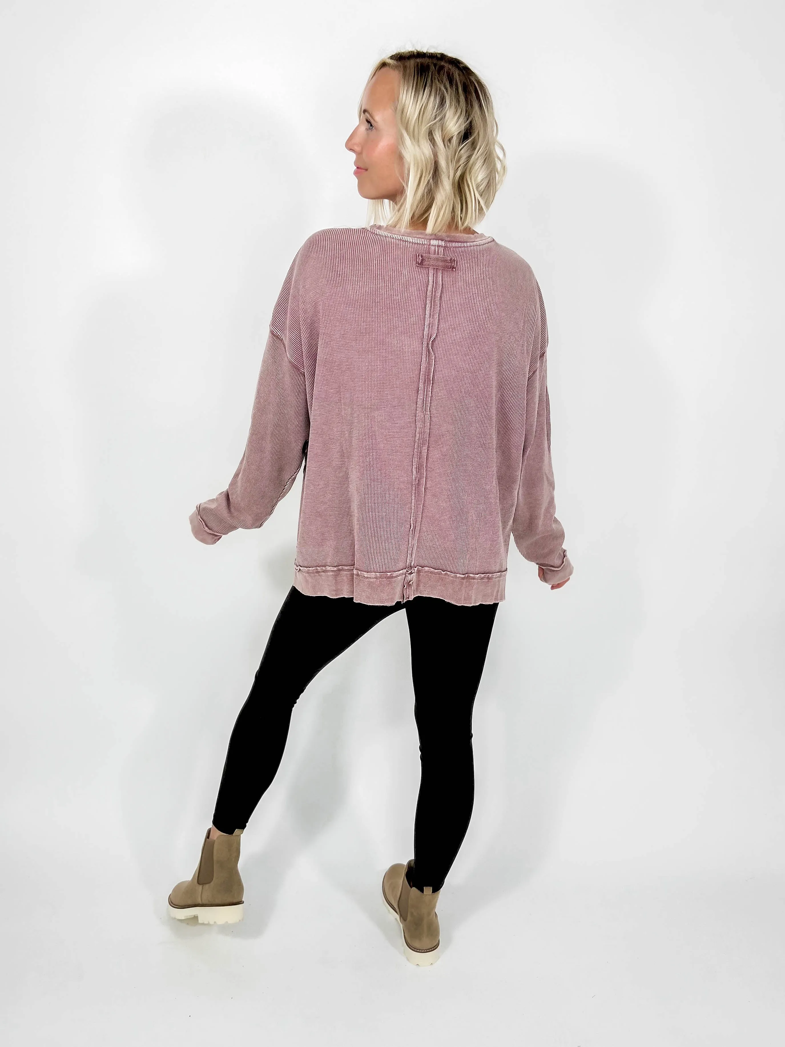 Vernon Thermal Washed Pullover- ROSE TAUPE
